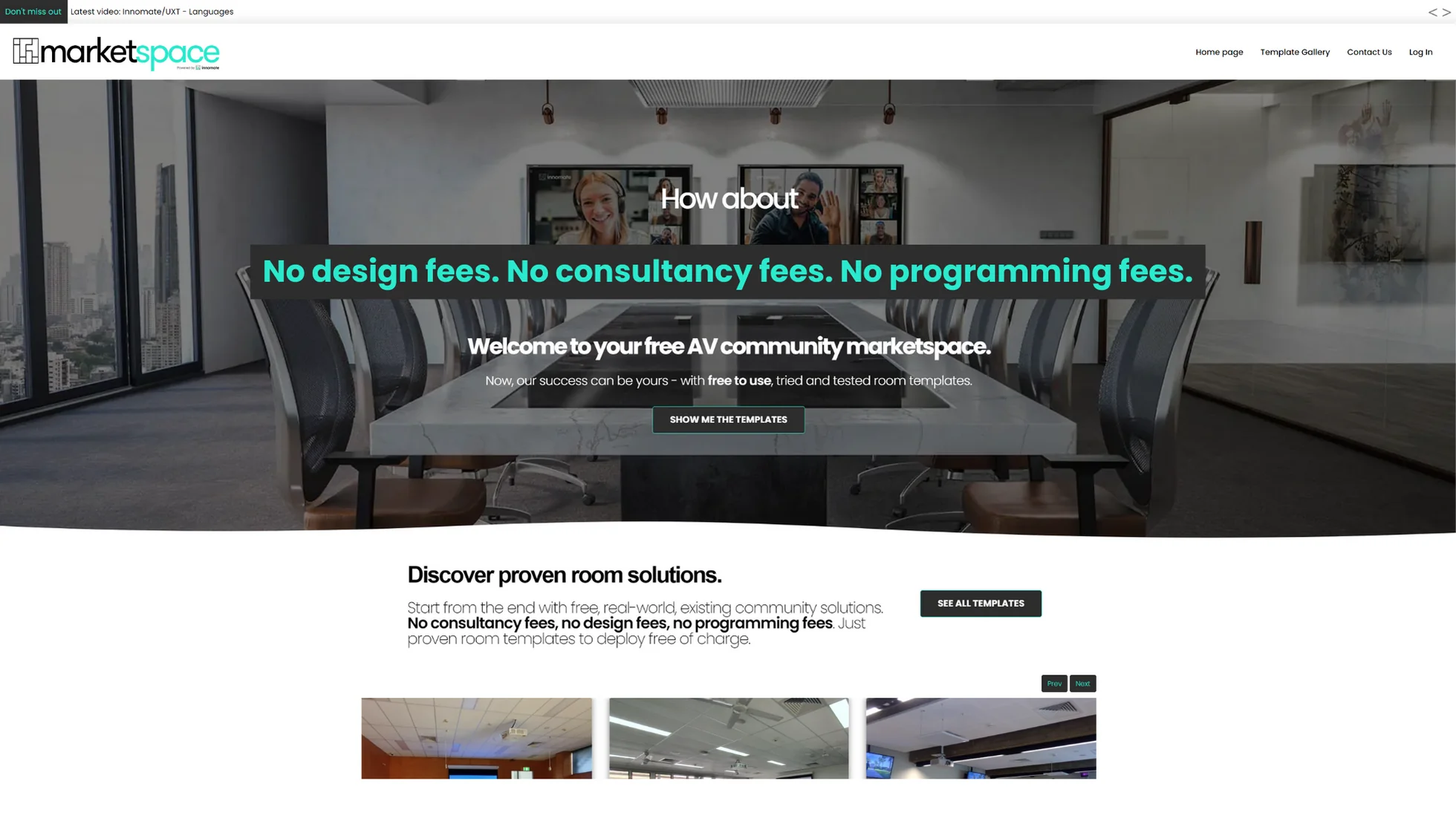 MarketSpace x Innomate - AV Room Templates by the Community for the Community,